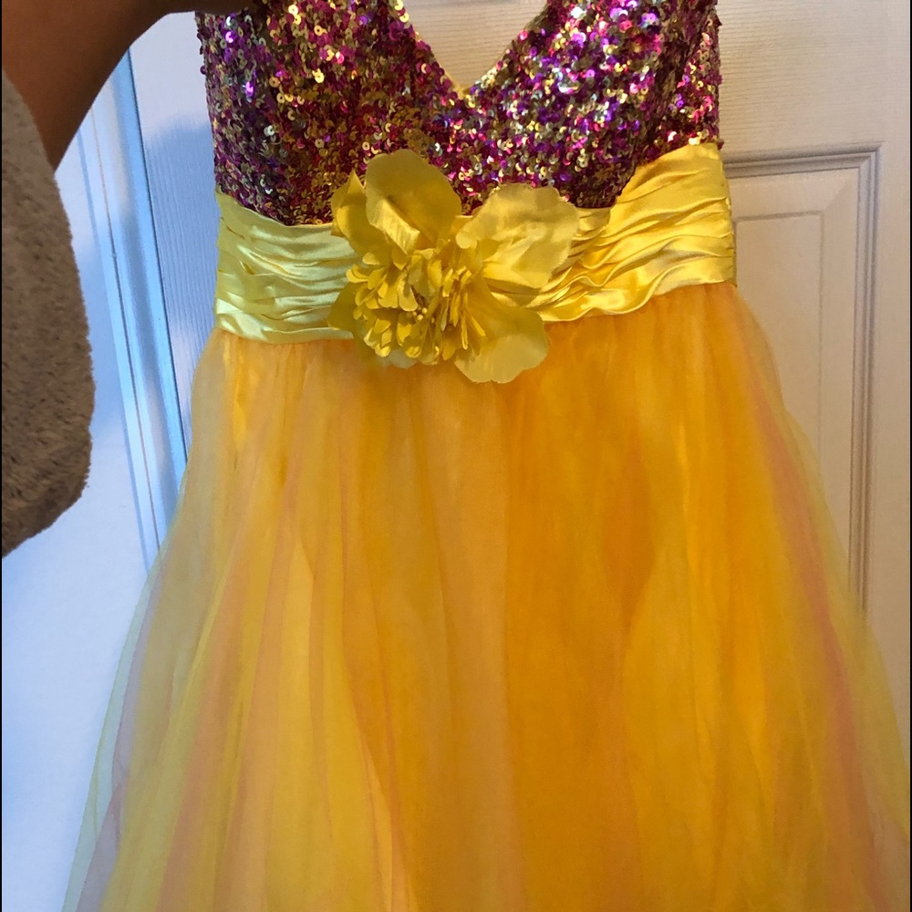 Pink and yellow prom dress